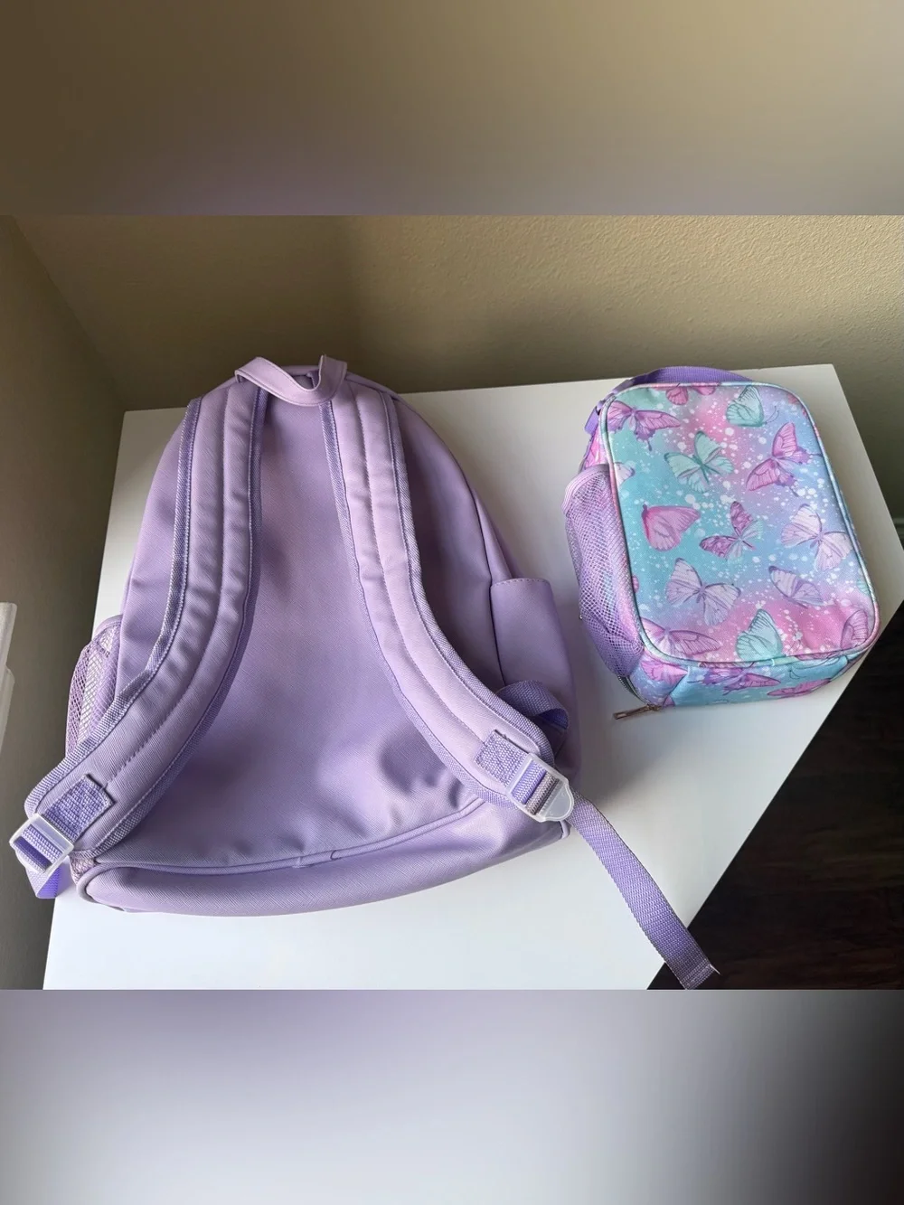 Kids Butterfly Backpack and Lunch Bag Set.